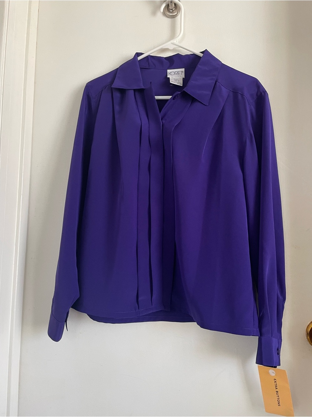 Koret Deep Purple Long Sleeve Button-Down Blouse